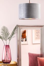 BHS Lighting Velvet Easy Fit Light Shade in Grey - Size: 30 cm diameter x 21 cm high - thumbnail 4