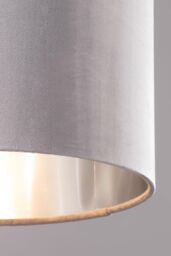 BHS Lighting Velvet Easy Fit Light Shade in Grey - Size: 30 cm diameter x 21 cm high - thumbnail 3
