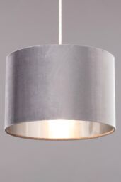 BHS Lighting Velvet Easy Fit Light Shade in Grey - Size: 30 cm diameter x 21 cm high - thumbnail 1