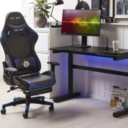 Wyld and Coco Adjustable Gaming Desk 120x60cm Black with RGB Lights - Size: 120x60 cm - thumbnail 1