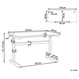 Wyld and Coco Adjustable Gaming Desk 120x60cm Black with RGB Lights - Size: 120x60 cm - thumbnail 3