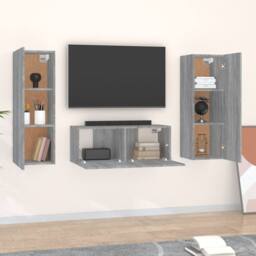 Berkfield Home 3 Piece TV Cabinet Set Grey Sonoma Engineered Wood - thumbnail 3