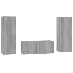 Berkfield Home 3 Piece TV Cabinet Set Grey Sonoma Engineered Wood - thumbnail 2
