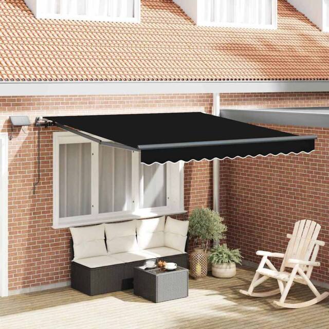 Berkfield Home Manual Retractable Awning with LED Black 300x250 cm - image 1