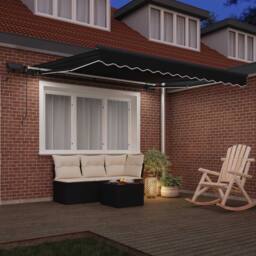 Berkfield Home Manual Retractable Awning with LED Black 300x250 cm - thumbnail 4