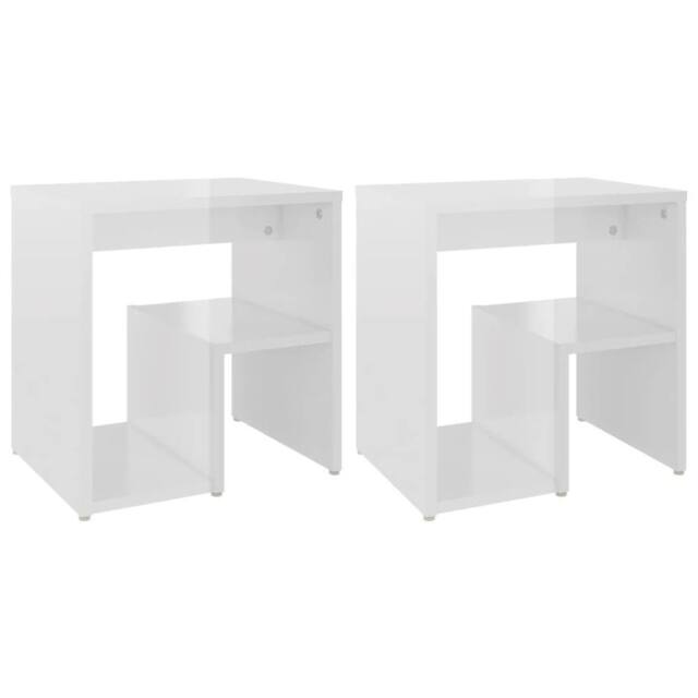 Berkfield Home Bed Cabinets 2 pcs High Gloss White 40x30x40 cm Engineered Wood - Size: 40 x 30 x 40 cm - image 1