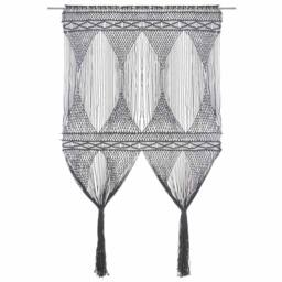 Berkfield Home Macrame Curtain Anthracite 140x240 cm Cotton in Dark Grey - thumbnail 3