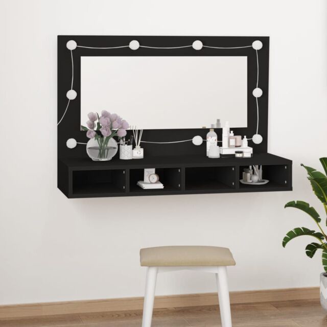 Berkfield Home Mirror Cabinet with LED Black 90x31.5x62 cm - image 1