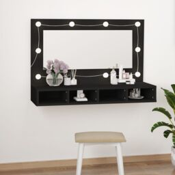 Berkfield Home Mirror Cabinet with LED Black 90x31.5x62 cm - thumbnail 3