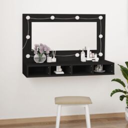 Berkfield Home Mirror Cabinet with LED Black 90x31.5x62 cm - thumbnail 1