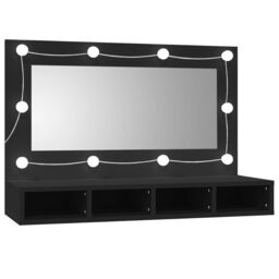 Berkfield Home Mirror Cabinet with LED Black 90x31.5x62 cm - thumbnail 5