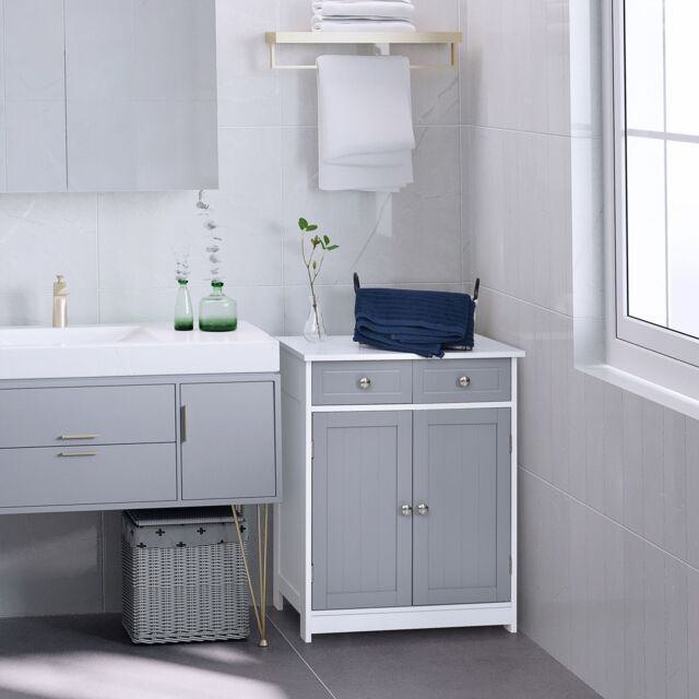 Kleankin Bathroom Floor Storage Cabinet w/ 2 Drawers Door Cupboard - image 1