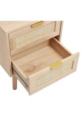 H&O Direct Set of 2 Wood & Rattan Side Cabinet Bedside Cabinet in Natural - thumbnail 4