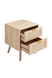H&O Direct Set of 2 Wood & Rattan Side Cabinet Bedside Cabinet in Natural - thumbnail 5