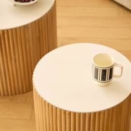Nordlys Set of 2 Wooden Coffee Tables with Storage in Brown - thumbnail 4