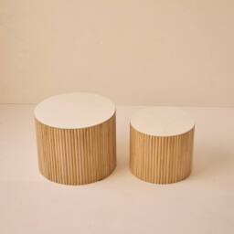 Nordlys Set of 2 Wooden Coffee Tables with Storage in Brown - thumbnail 6