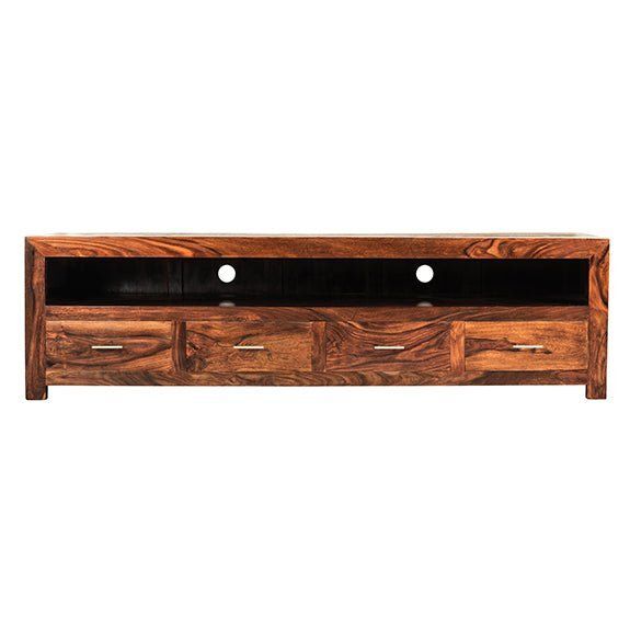 Havana Living Indian Rosewood Cube Long 4 Drawer TV Unit