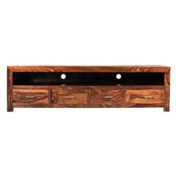 Havana Living Indian Rosewood Cube Long 4 Drawer TV Unit - thumbnail 1