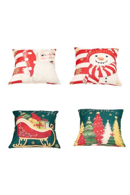 Living and Home Christmas Themed Decorative Pillow Case with Festive Motifs - image 1