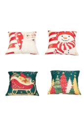 Living and Home Christmas Themed Decorative Pillow Case with Festive Motifs - thumbnail 1