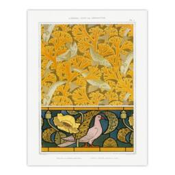 Artery8 Maurice Pillard Verneuil Framed Wall Art Poppy Pigeon & Coral Fish Patterns in Orange - Size: A4 - thumbnail 3