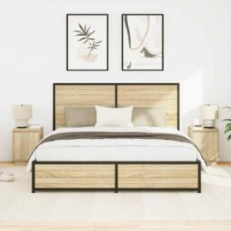 Berkfield Home Bedside Cabinets with LED Lights¬†2 pcs Sonoma Oak 38x34x50 cm - Size: 38 x 34 x 50 cm - thumbnail 5