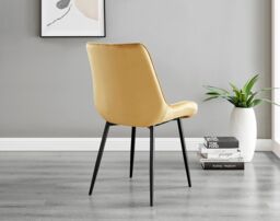FurnitureboxUK Santorini Brown Round Dining Table & 4 Pesaro Black Leg Chairs in Mustard - thumbnail 6