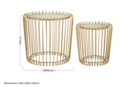 Orsina Set of 2 Champagne Wireframe Side Tables, Gold with Mirrored Tops Bedside Tables, End Tables for Lounge - thumbnail 5