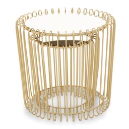 Orsina Set of 2 Champagne Wireframe Side Tables, Gold with Mirrored Tops Bedside Tables, End Tables for Lounge - thumbnail 2