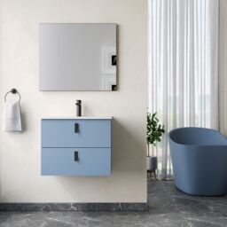 Banyetti Invicta 600mm Wall Hung Vanity with Lira Basin - Powder Blue - thumbnail 4