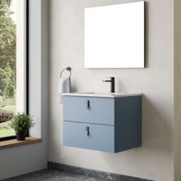 Banyetti Invicta 600mm Wall Hung Vanity with Lira Basin - Powder Blue - thumbnail 9