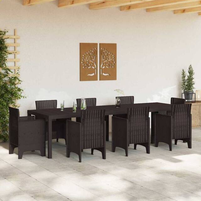 Berkfield Home Garden Table Brown 300x100x73 cm Poly Rattan - Size: 300 x 100 x 73 cm - image 1
