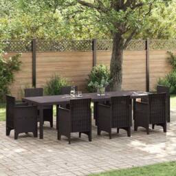 Berkfield Home Garden Table Brown 300x100x73 cm Poly Rattan - Size: 300 x 100 x 73 cm - thumbnail 2