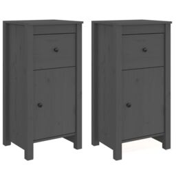 Berkfield Home Sideboards 2 pcs Grey 40x35x80 cm Solid Wood Pine - Size: 40 x 35 x 80 cm - thumbnail 2