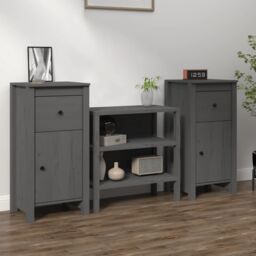 Berkfield Home Sideboards 2 pcs Grey 40x35x80 cm Solid Wood Pine - Size: 40 x 35 x 80 cm - thumbnail 1