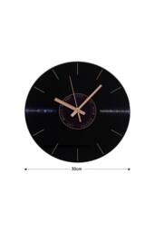 Living and Home 30cm Dia Round Vinyl Record Style Wall Clock with Gold Needle in Black - thumbnail 2