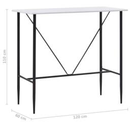 Berkfield Home Bar Table White 120x60x110 cm MDF - Size: 120 x 60 x 110 cm - thumbnail 6