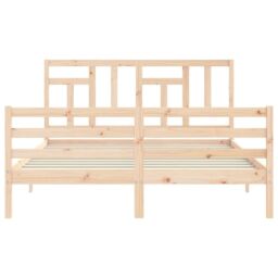 Berkfield Home Bed Frame with Headboard 160x200 cm Solid Wood in Brown - thumbnail 6