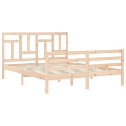 Berkfield Home Bed Frame with Headboard 160x200 cm Solid Wood in Brown - thumbnail 5