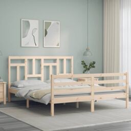 Berkfield Home Bed Frame with Headboard 160x200 cm Solid Wood in Brown - thumbnail 3