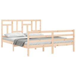 Berkfield Home Bed Frame with Headboard 160x200 cm Solid Wood in Brown - thumbnail 4