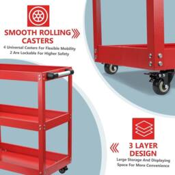 EONLION Tool Storage Heavy Duty Garage Trolley Garage Trolley in Red - Size: 1000mm × 2000mm - thumbnail 4