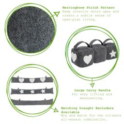 Nicola Spring Herringbone Door Stops - 16 x 16cm - Star - Pack of 2 in Grey - Size: 16 x 16 cm - thumbnail 2