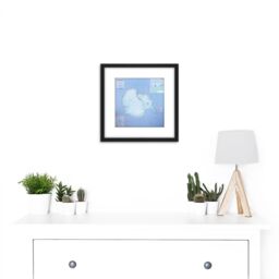 Artery8 Antarctica Map Information 8X8 Inch Square Wooden Framed Wall Art Print Picture with Mount in Black - thumbnail 2