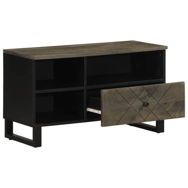 Berkfield Home TV Cabinet Black 80x33x46 cm Solid Wood Mango - Size: 80 x 33 x 46 cm - image 1