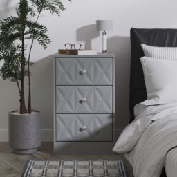 Ready Assembled 2 U Memphis 3 Drawer Bedside (Ready Assembled) in Grey - Size: Small - thumbnail 1