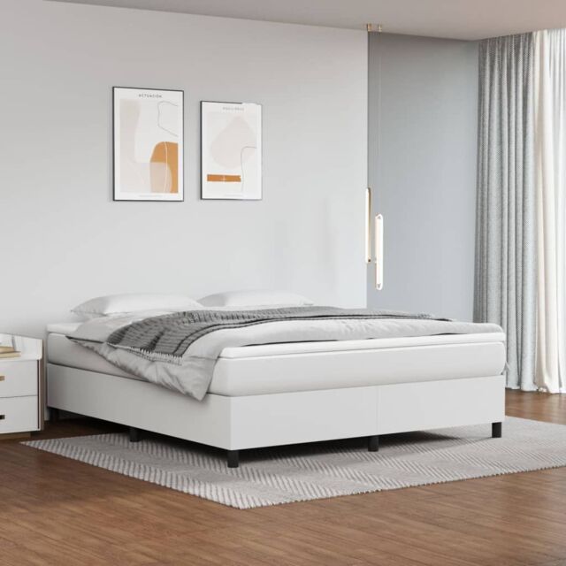 Berkfield Home Box Spring Bed Frame White 180x200cm Super King Faux Leather - image 1