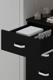 FWStyle 5 Drawer Tall Slim Space Saving Chest Of Drawers - Matt Black - thumbnail 4