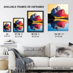 Artery8 Mount Assiniboine Abstract Mountain Lake Landscape Framed Art Print - Size: A4 - thumbnail 3