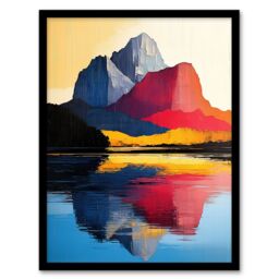Artery8 Mount Assiniboine Abstract Mountain Lake Landscape Framed Art Print - Size: A4 - thumbnail 1